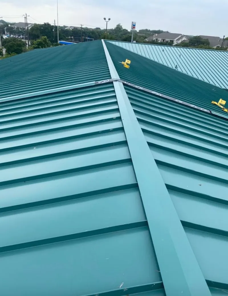 Green commercial metal roof ridge and valley for Metal Roof Repair in Clarcona